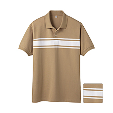 MEN Dry Pique Striped Short Sleeve Polo Shirt F
