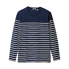MEN Striped Crew Neck Long Sleeve T Shirt