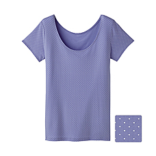 WOMEN Airism Scoop Neck T(Short Sleeve)(Dot)
