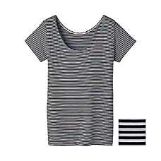 WOMEN Airism Scoop Neck T(Short Sleeve)(Stripe)