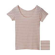 WOMEN Airism Scoop Neck T(Short Sleeve)(Multi Stripe)