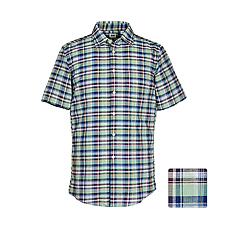 MEN Cotton Linen Madras Check Short Sleeve Shirt G