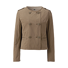 WOMEN Double-Breasted Collarless Jacket