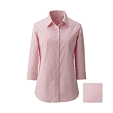 WOMEN Uv Cut Stretch Broadcloth 3/4 Sleeve Shirt