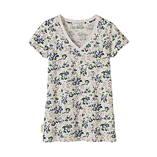WOMEN Laura Ashley V Neck Short Sleeve T E