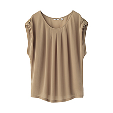 WOMEN Georgette Tuck Short Sleeve T-Blouse