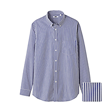 MEN Extra Fine Cotton Slim Fit Stripe Long Sleeve Shirt+E2