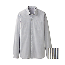 UU Broad cloth stripe long sleeve shirt+