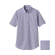 MEN Extra Fine Cotton Slim Fit Check Short Sleeve Shirt+E