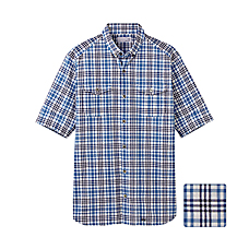 MEN UU Check Short Sleeve Shirt B+