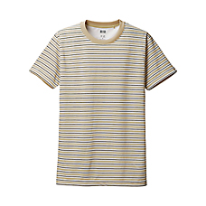 MEN Dry Mesh Striped Crew Neck Short Sleeve T Shirt B