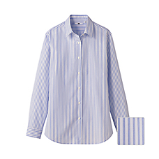 WOMEN Extra Fine Cotton Stripe Long Sleeve Shirt+E3
