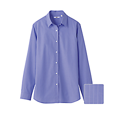 WOMEN Extra Fine Cotton Stripe Long Sleeve Shirt+E4