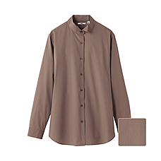 WOMEN Stand Collar Long Sleeve Shirt+E