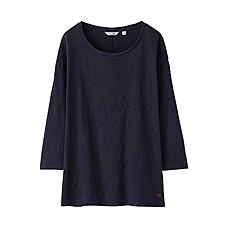 WOMEN UU Light Cotton Crew Neck 3/4 Sleeve T