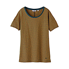 WOMEN UU Light Cotton Crew Neck Striped Short Sleeve T