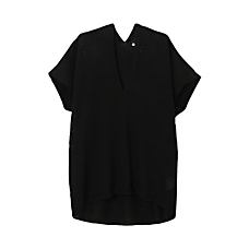 WOMEN Mid Gauge V Neck Short Sleeve Sweater