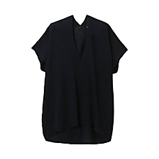 WOMEN Mid Gauge V Neck Short Sleeve Sweater
