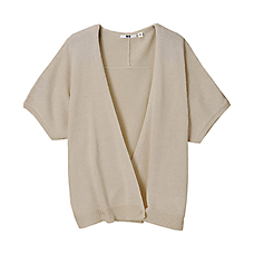 WOMEN Mid Gauge Wrap Short Sleeve Cardigan