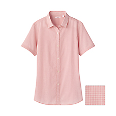 WOMEN Cotton Lawn Check Short Sleeve Shirt C