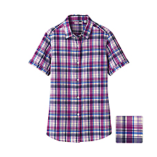 WOMEN Cotton Lawn Check Short Sleeve Shirt B