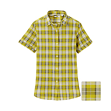 WOMEN Cotton Lawn Check Short Sleeve Shirt D