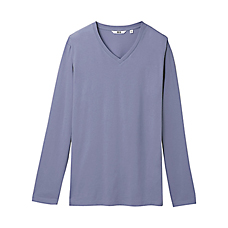 MEN V Neck Long Sleeve T Shirt A