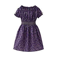 GIRLS UU Printed Short Sleeve Gathered Dress