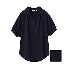 WOMEN Cotton Tencel Dolman Half Sleeve Tunic