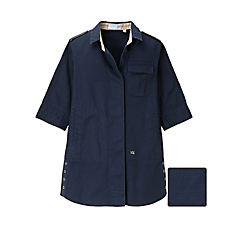WOMEN UU Washed Cotton 1/2 Sleeve Shirt Jacket+