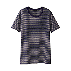 MEN UU Light Cotton Striped Crew Neck Short Sleeve T Shirt