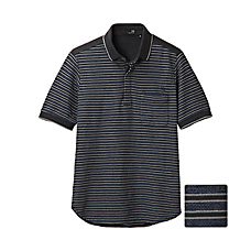 MEN UU Washed Pique Striped Short Sleeve Polo Shirt