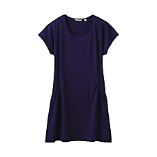 WOMEN Slub Gathered Short Sleeve Tunic