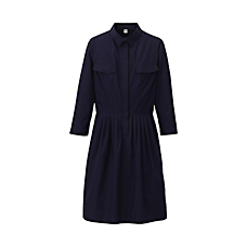 WOMEN 3/4 Sleeve Shirt Dress+E