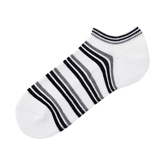 Uniqlo MEN Pile Stripe Trainer Socks B 00 WHITE