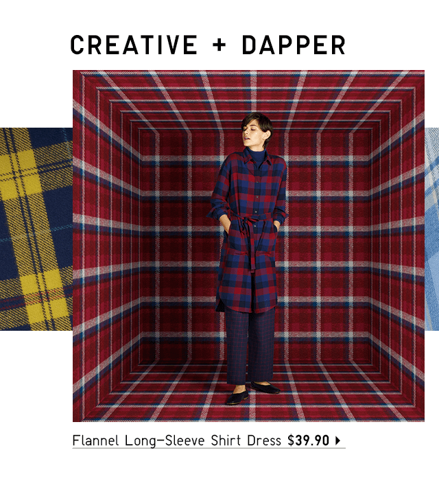 FLANNEL LONG-SLEEVE SHIRT DRESS $39.90