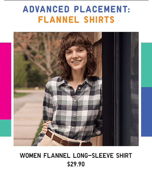 ADVANCED PLACEMENT: FLANNEL SHIRTS - WOMEN FLANNEL LONG-SLEEVE SHIRT $39.90