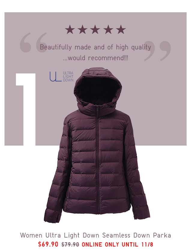 WOMEN ULTRA LIGHT DOWN SEAMLESS DOWN PARKA $69.90