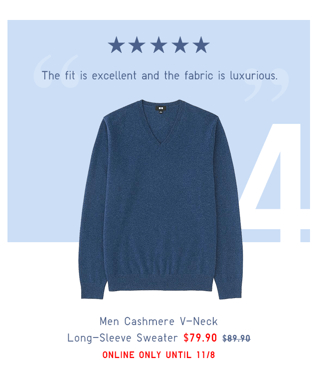 MEN CASHMERE V-NECK LONG-SLEEVE SWEATER $79.90