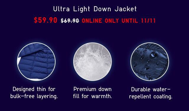 ULTRA LIGHT DOWN JACKET $59.90