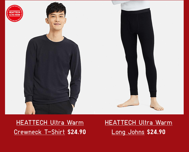 HEATTECH ULTRA WARM CREWNECK T-SHIRT $24.90, HEATTECH ULTRA WARM LONG JOHNS $24.90