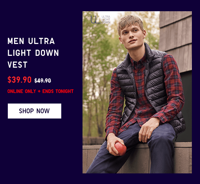 MEN ULTRA LIGHT DOWN VEST $29.90