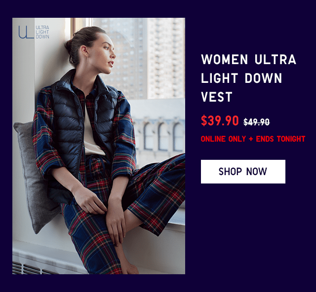 WOMEN ULTRA LIGHT DOWN VEST $29.90