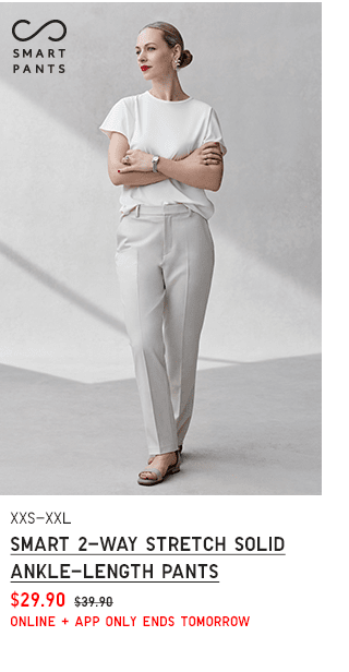 PDP1 - WOMEN SMART 2-WAY STRETCH SOLID ANKLE-LENGTH PANTS