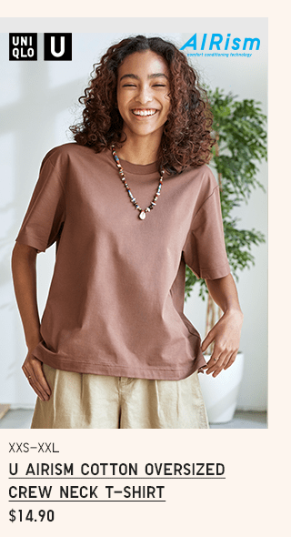 PDP8 - WOMEN U AIRISM COTTON OVERSIZED CREW NECK T-SHIRT
