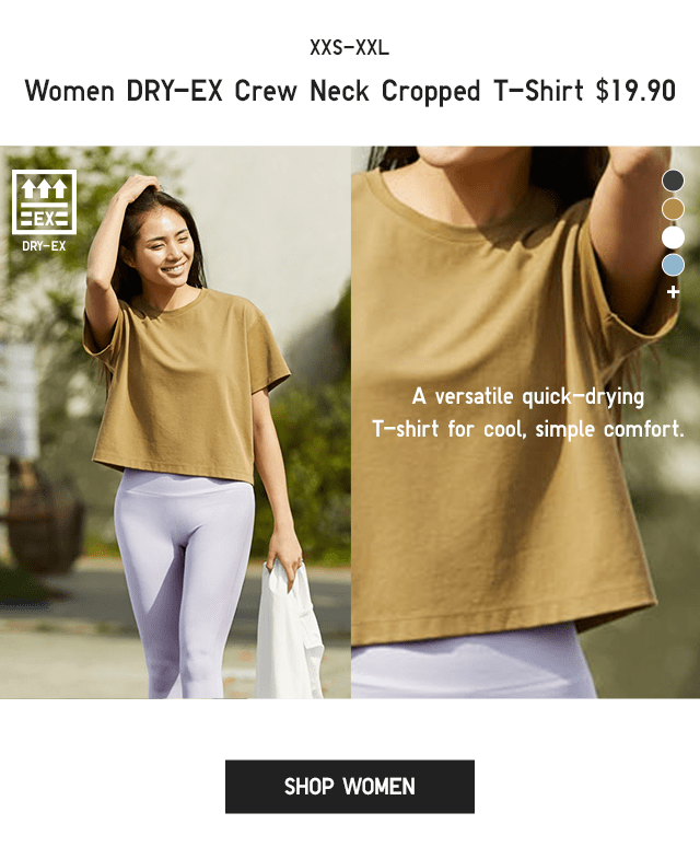 PDP52 - WOMEN DRY-EX CREW NECK CROPPED T-SHIRT