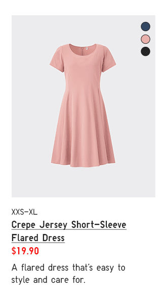 PDP3 - WOMEN CREPE JERSEY SHORT-SLEEVE FLARED DRESS