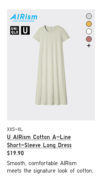 PDP5 - WOMEN U AIRISM A-LINE SHORT-SLEEVE LONG DRESS