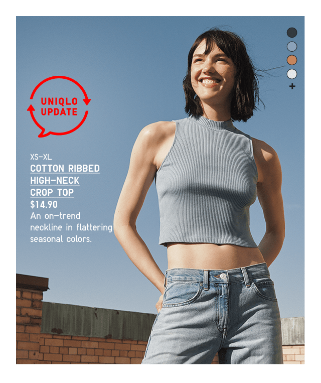 PDP1 - WOMEN COTTON RIBBED HIGH-NECK CROP TOP