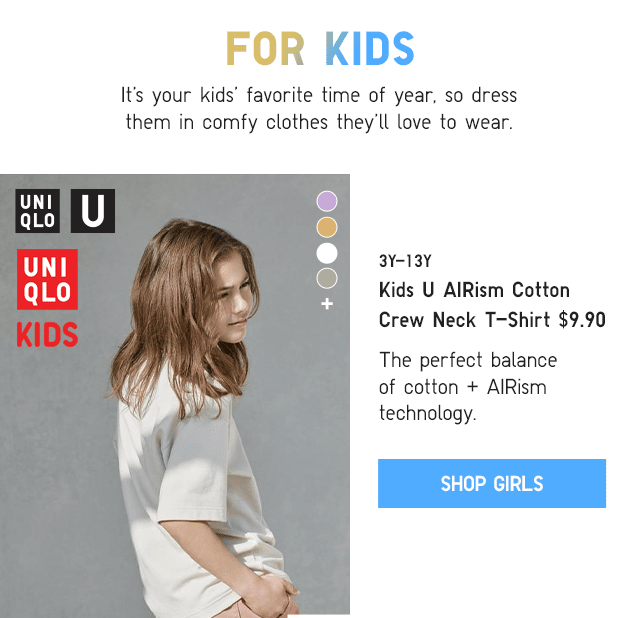 PDP9 - KIDS U AIRISM COTTON CREW NECK T-SHIRT